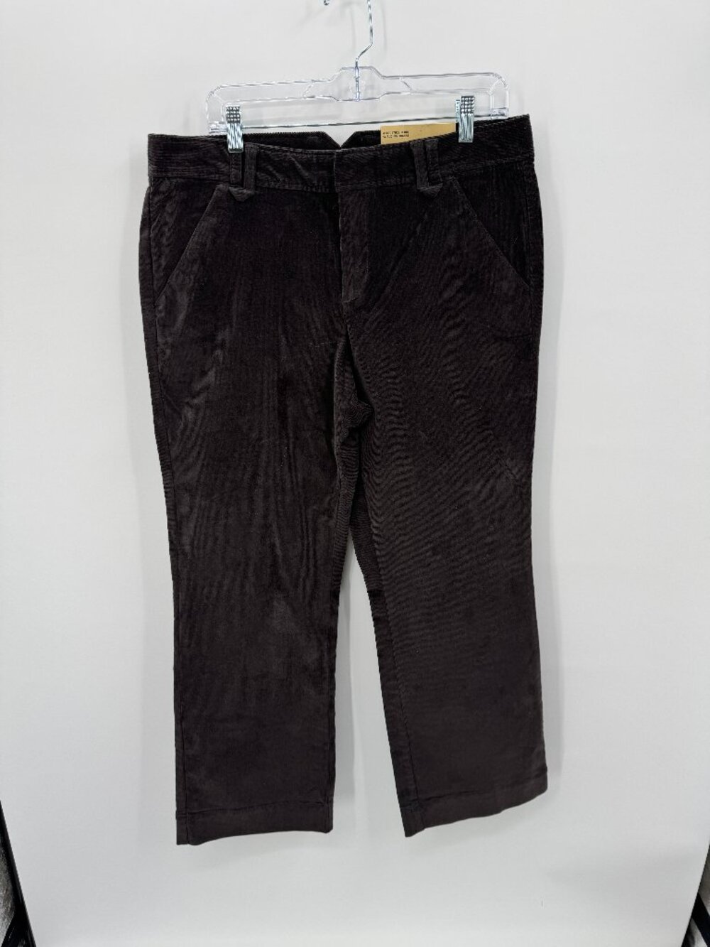 NWT Dockers Stretch Corduroy Pants Womens 14S Dark Brown Straight Leg Petite